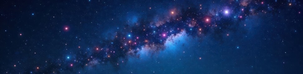 Fototapeta premium Sparkling starlight on a dark canvas of the night sky with many bright shining stars, stars, galaxies