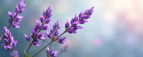 Obraz premium Hand drawn lavender flower branch with delicate purple petals , watercolor, art