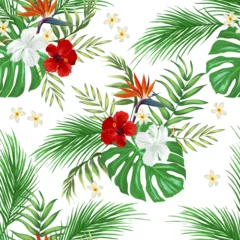 Fototapeten Tropische Blätter Summer  vector pattern in tropical style. Seamless botanical print for textile, print, fabric. Floral background. Jungle illustration    © Logunova  Elena