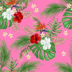 Fototapeten Tropische Blätter Summer  vector pattern in tropical style. Seamless botanical print for textile, print, fabric. Floral background. Jungle illustration    © Logunova  Elena