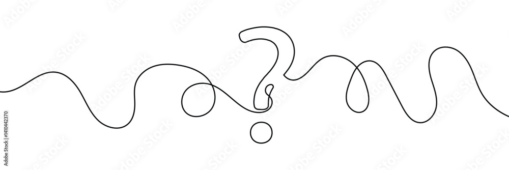 Aufkleber question mark linear background. one continuous drawing of a question mark. vector illustration