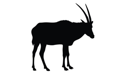Antelope silhouette, Wild antelope graphic, Running antelope vector, African animal illustration