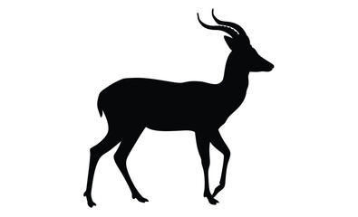 Antelope silhouette, Wild antelope graphic, Running antelope vector, African animal illustration