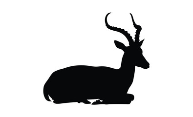 Antelope silhouette, Wild antelope graphic, Running antelope vector, African animal illustration