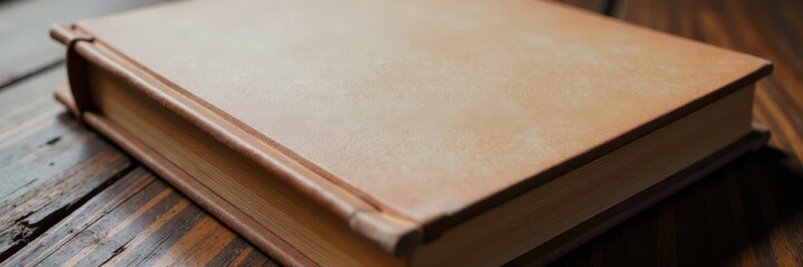Close-up of blank book cover with raised texture on back cover, space, fiction