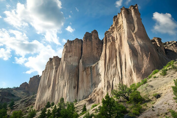 Naklejka premium Dramatic sandstone formations under a brilliant sky.