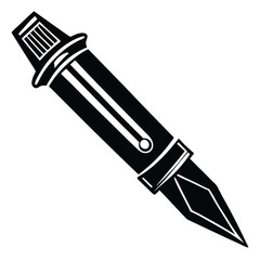 Naklejka premium Stylized Black and White Illustration of a Fountain Pen