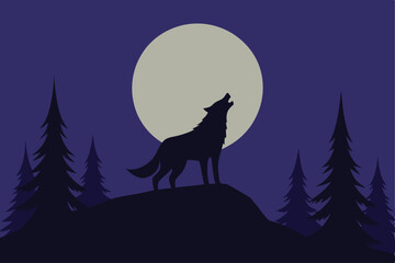 wolf howling at the moon