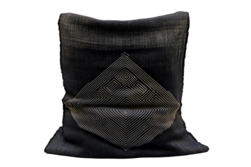 Woven art Dark fabric with geometric triangle design. Abstract and textural on transparent background background