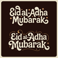 Eid al-Adha Mubarak Typography Illustration on Dark Background