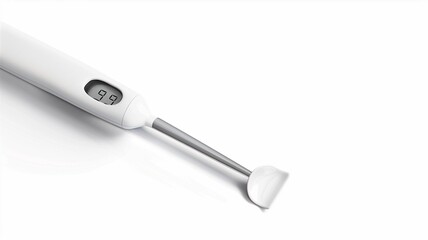 Photorealistic image of a touchscreen freezer thermometer on a white background