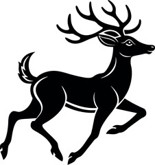 Jumping Deer Silhouette Vector – Leaping Buck Clipart for Hunting, Forest, and Holiday Designs