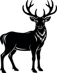 Strong Deer Silhouette Vector – Proud Antlered Buck Clipart for Winter, Hunting, and Nature Scenes

