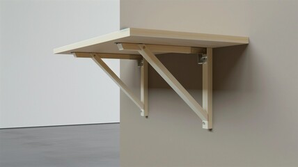 Photorealistic image of a foldable wall-mounted desk in a modern studio setting