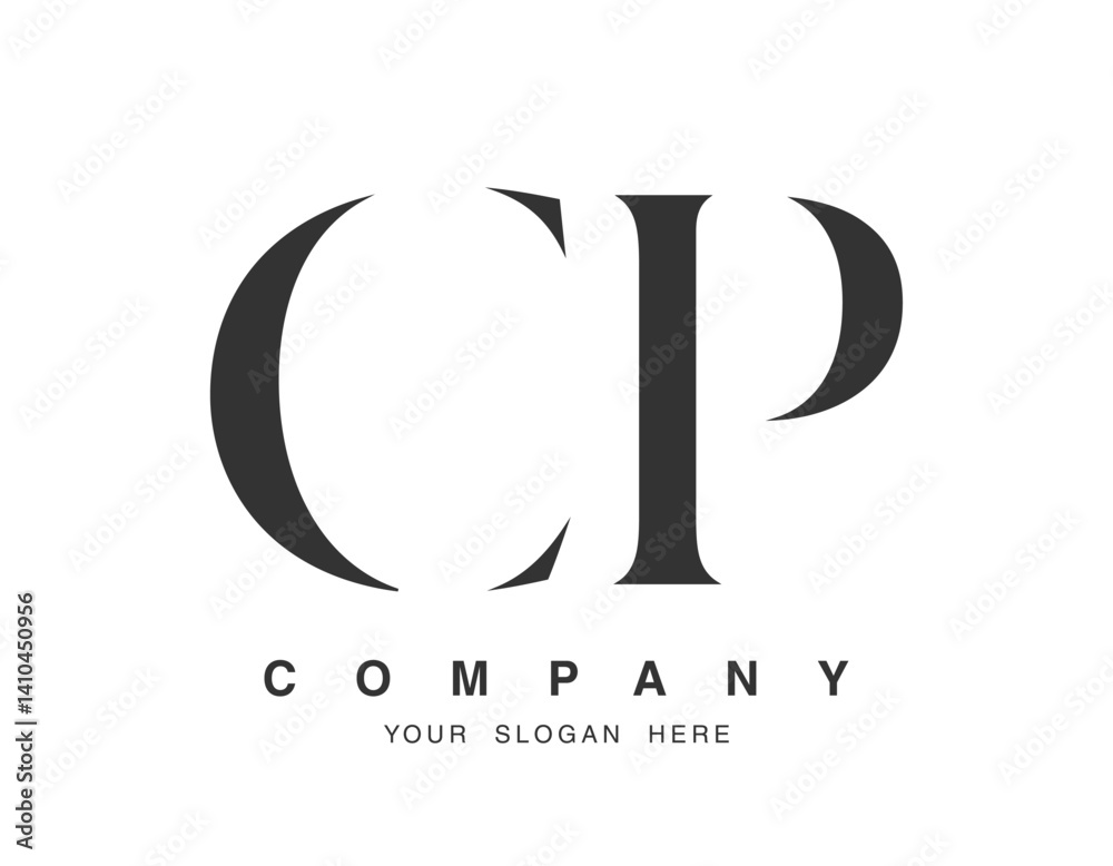 Fototapete cp logo design. initial letter c and p serif font style. creative classic company name typography. t