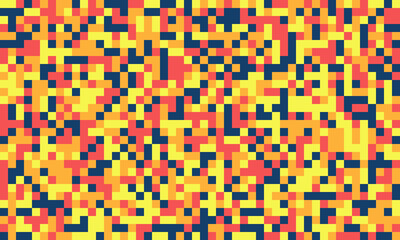 Fototapeta premium Vibrant pixel art background. Abstract mosaic of warm colors creates a dynamic, energetic feel. Ideal for website banners, tech designs, or adding a retro touch to modern projects.