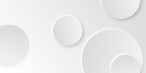 Abstract white circle shape geometric line background. Clean and simple pattern for business template. geometric minimal shapes background illustration. Circular frame banner. Realistic paper surface.
