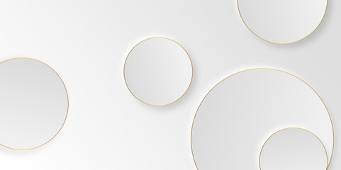 Abstract white circle shape geometric line background. Clean and simple pattern for business template. geometric minimal shapes background illustration. Circular frame banner. Realistic paper surface.