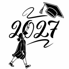 Graduation Announcement Graphic Design Template With Student And Cap For 2027