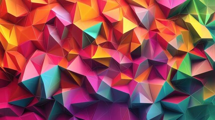 Fototapeta premium A vibrant geometric abstract composed of colorful three dimensional triangles