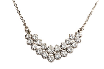 Obraz premium Elegant diamond necklace with a chevron design on a silver chain. Sparkly jewelry!