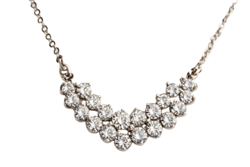 Elegant diamond necklace with a chevron design on a silver chain. Sparkly jewelry!