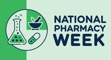 National Pharmacy Week background banner design October. ideal for cards, posters and healthcare appreciation themed visuals.