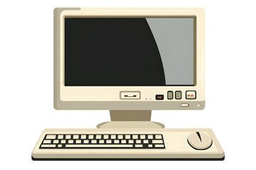 Fototapeta premium Vintage Computer An old personal computer with a monitor, keyboard, and mouse