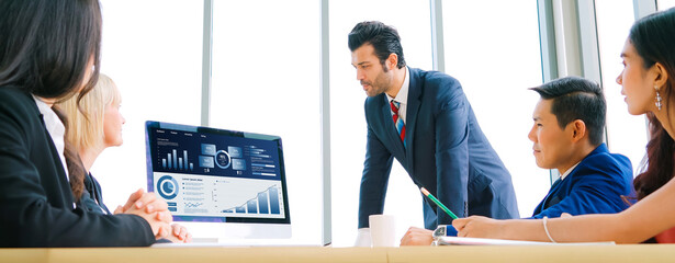 Business data dashboard provide business intelligence analytic for marketing strategy planning snugly with big data set to analyze customer demands and foreseeing business future