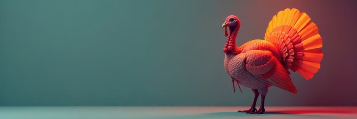 Obraz premium Minimalist turkey in shades with clean lines and simple background, illustration, animal