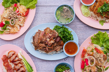 Rice with Chinese pork stewed pork
