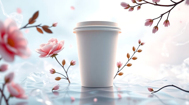 Mockup copo papel&atilde;o, arte ilustra&ccedil;&atilde;o para apresenta&ccedil;&atilde;o de marca, logomarca, logotipo. Fundo transparente. Reciclagem, descart&aacute;vel. recicl&aacute;vel