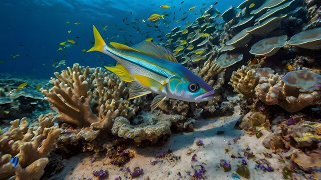 Fish swimming in reef