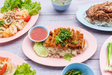 Fried Chicken And rice cooked with chicken oil