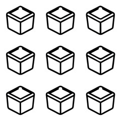  Different Ice Cube Tray Styles, Simple Outline Vector Illustration