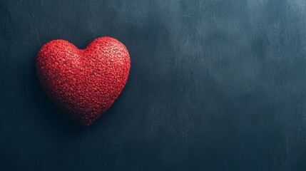 Fototapeta premium A glowing red heart floats in darkness, symbolizing warmth and gratitude in simplicity. 