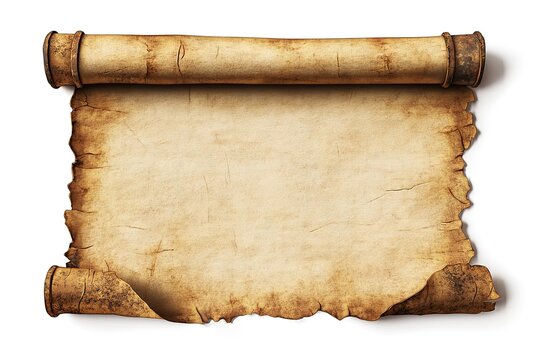Antique paper scroll with aged texture unrolled and ready for text or illustration