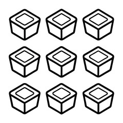  Different Ice Cube Tray Styles, Simple Outline Vector Illustration