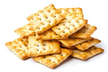 Fototapeta premium Pile of Golden Crackers Crispy Snack for Lunch and Dinner Great for Sharing