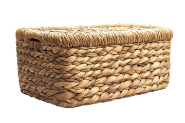 Obraz premium Elegant handwoven seagrass storage basket with a natural lid perfect for on transparent background