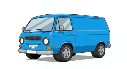 Cartoon blue van illustration for commercial use