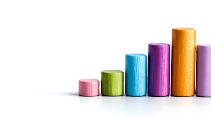Colorful wooden blocks arranged in ascending order, representing growth or progress in a visually appealing way.