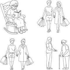  Grumpy Grandma icon coloring page  silhouette image vector