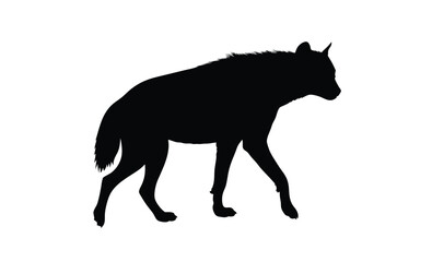 Hyena silhouette, Wild animal icon, Hyena line art, Predator illustration on white background