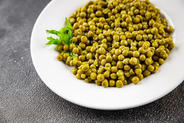 Green peas canned appetizer vegetables dish organic product fresh tasty gourmet food background on the table rustic food top view copy space keto and paleo diet vegetarian and vegan food