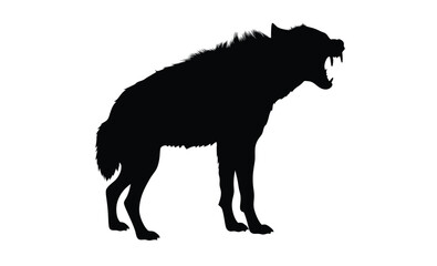 Hyena silhouette, Wild animal icon, Hyena line art, Predator illustration on white background