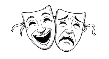 Happy and sad masks illustration