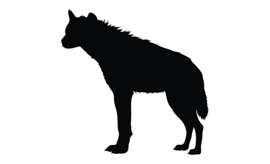 Hyena silhouette, Wild animal icon, Hyena line art, Predator illustration on white background