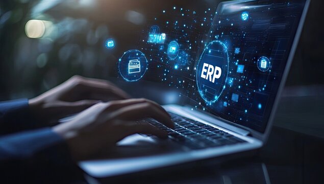 Modern ERP software on a laptop