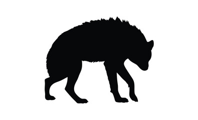 Hyena silhouette, Wild animal icon, Hyena line art, Predator illustration on white background